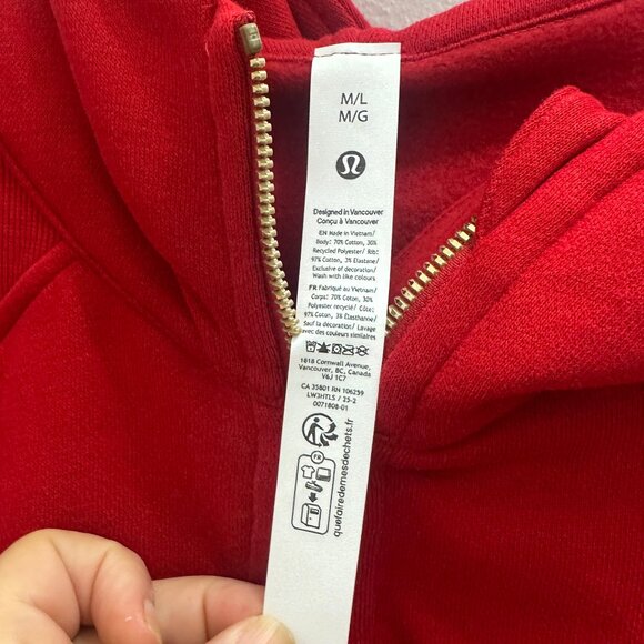 NWT Lululemon Scuba Oversized Full-Zip Hoodie DARK RED/GOLD ZIP M/L - Picture 6 of 10